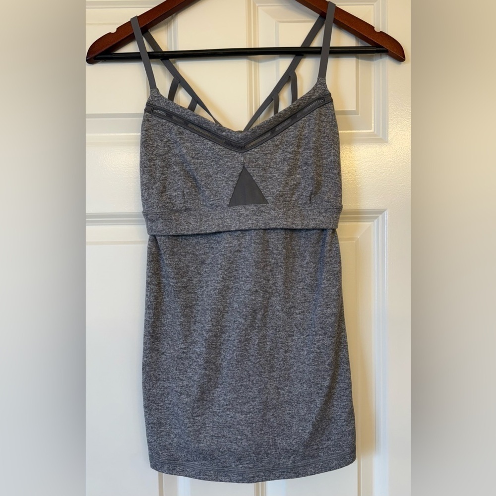 Lululemon Heathered Gray Strappy Back Work out Tank Top Size 8
